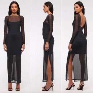 NWT - Abercrombie and Fitch sheer black dress with black slip - size medium